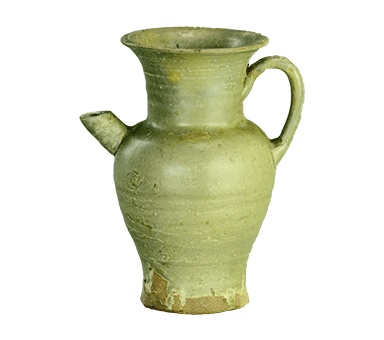 Green-glazed handled ewer