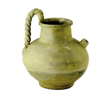 Green-glazed handled ewer with twisted pattern